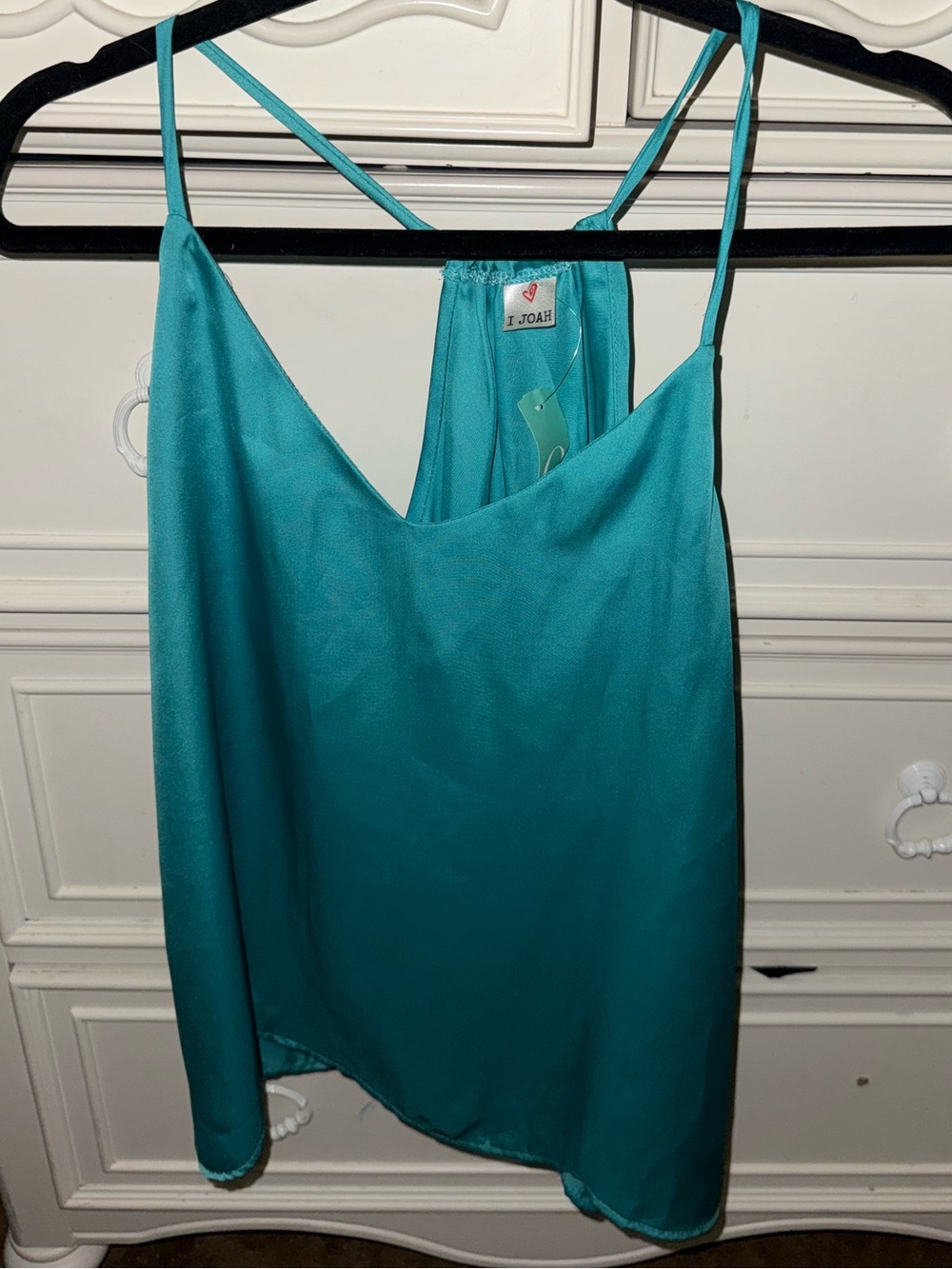 J. Crew Teal Satin Camisole with Strappy Back